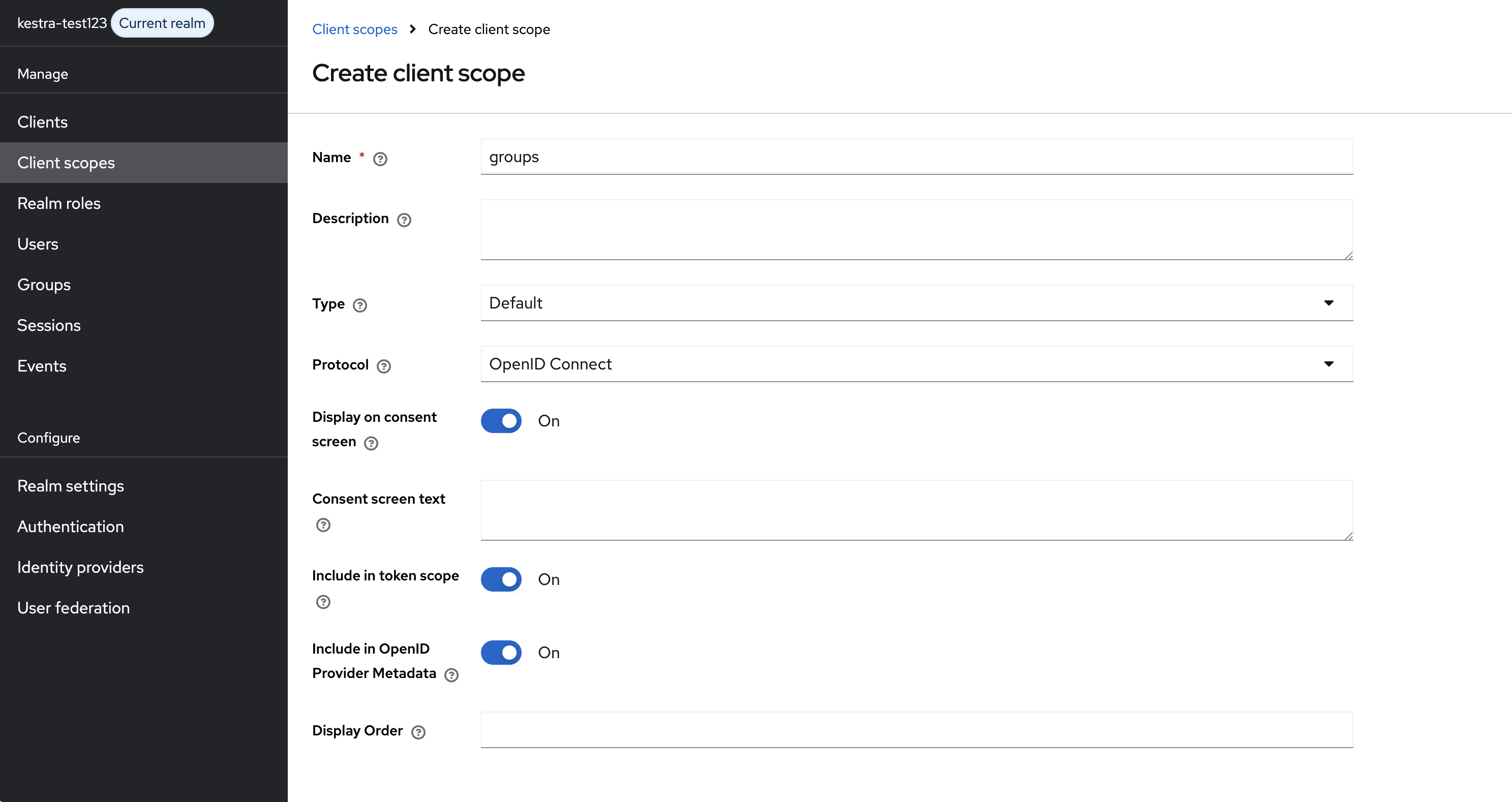 Create Client Scope