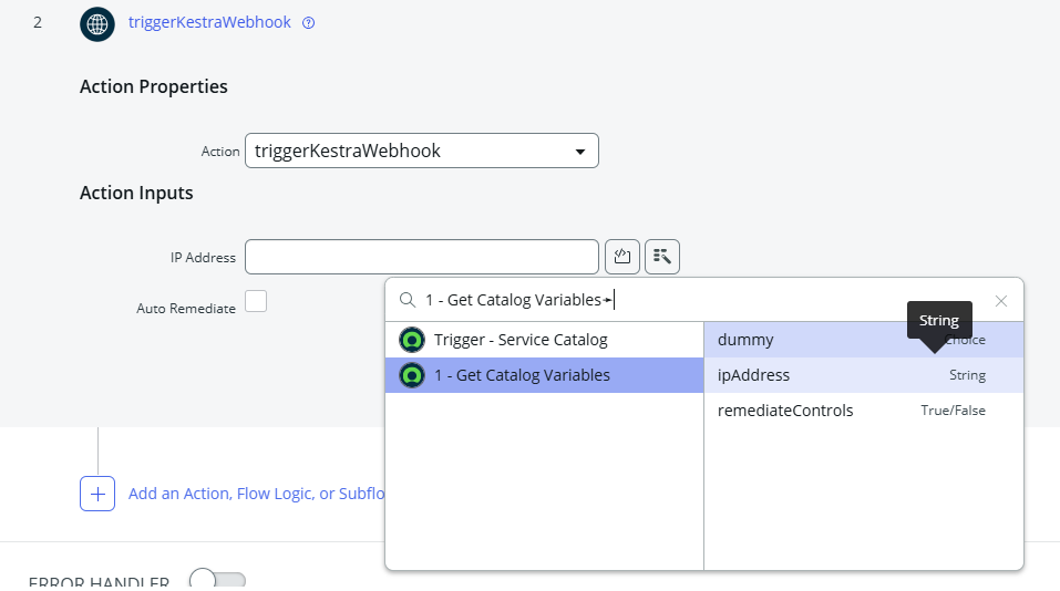 Add Action Inputs