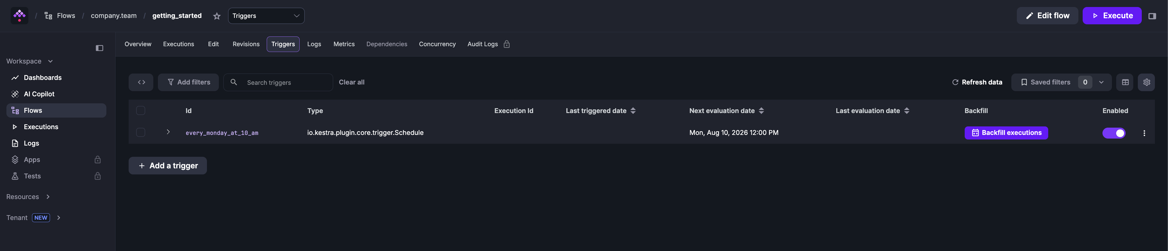 Flow Triggers Tab