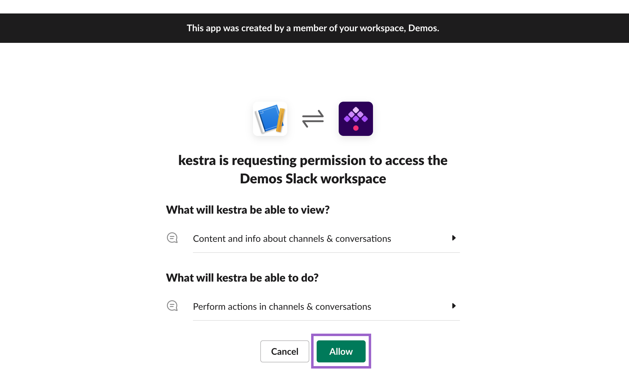 Install to Workspace button