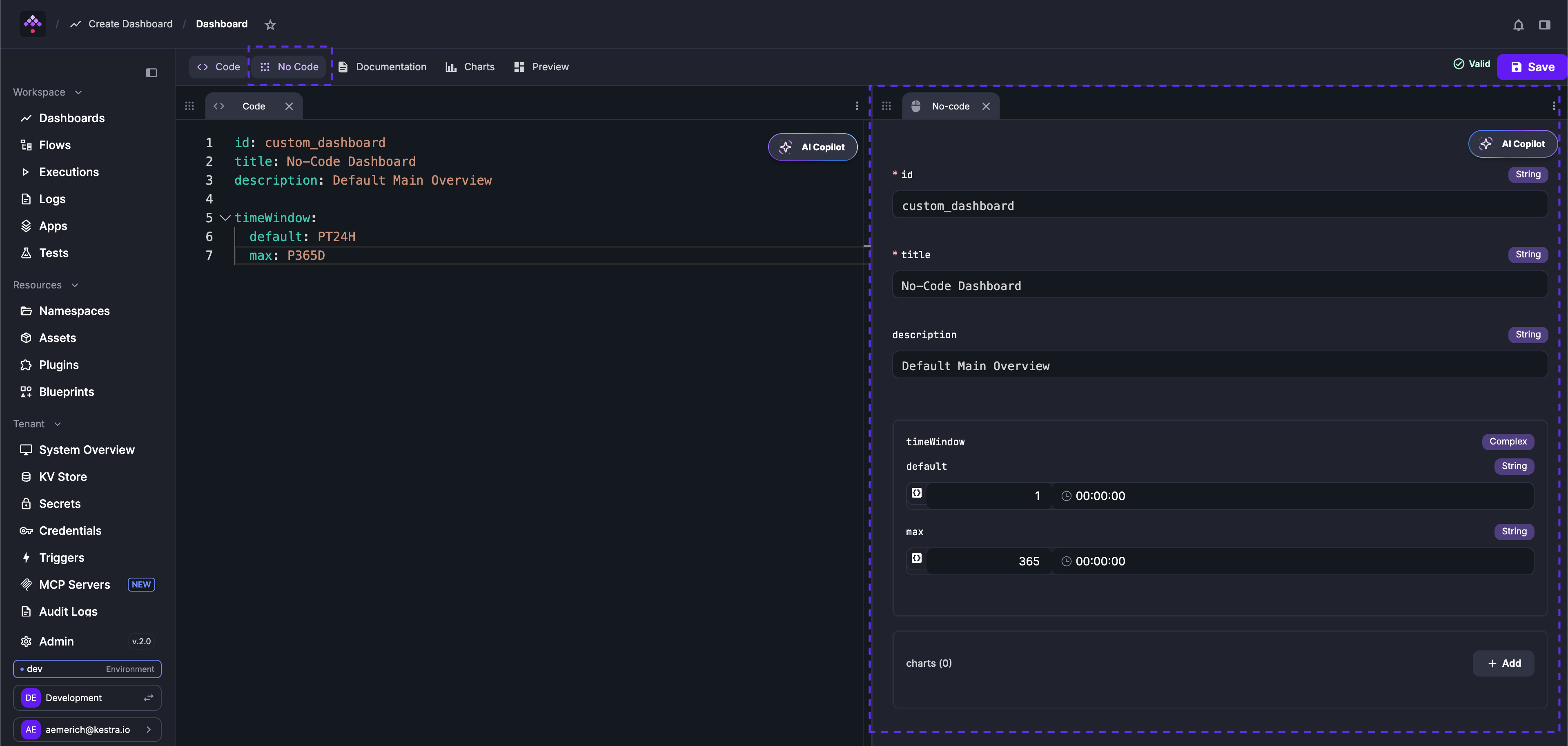 No Code Dashboard Editor