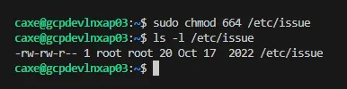 Permission change