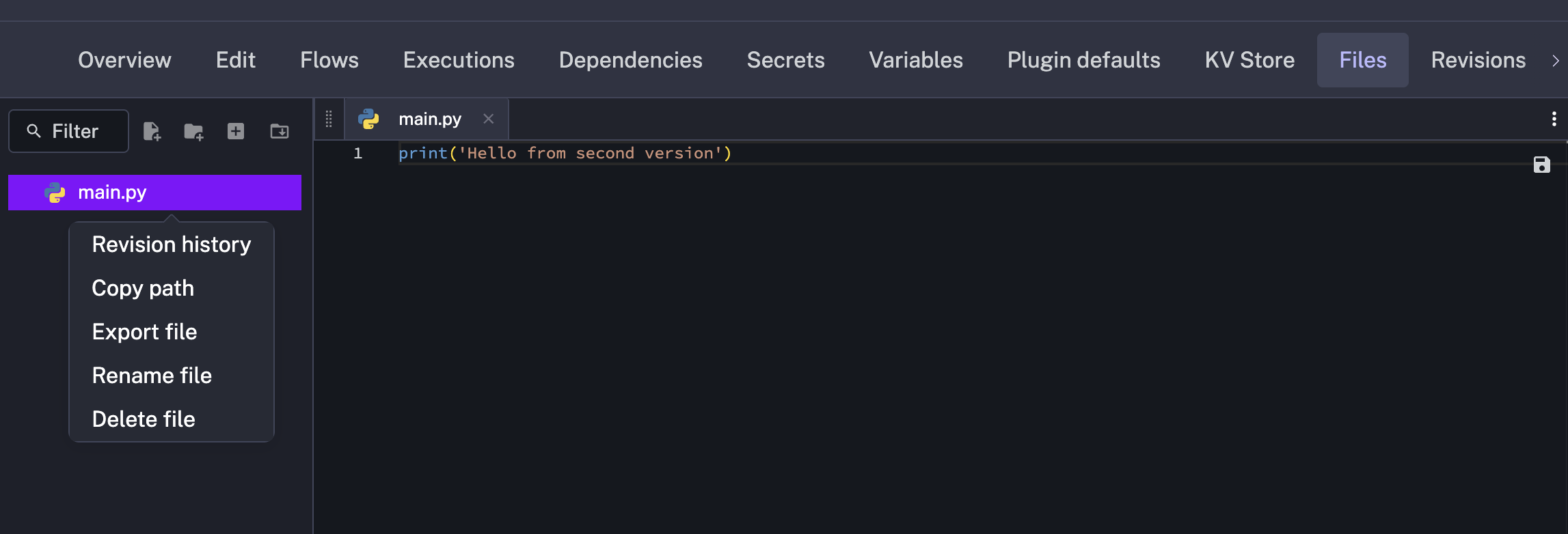 Namespace File Revision History