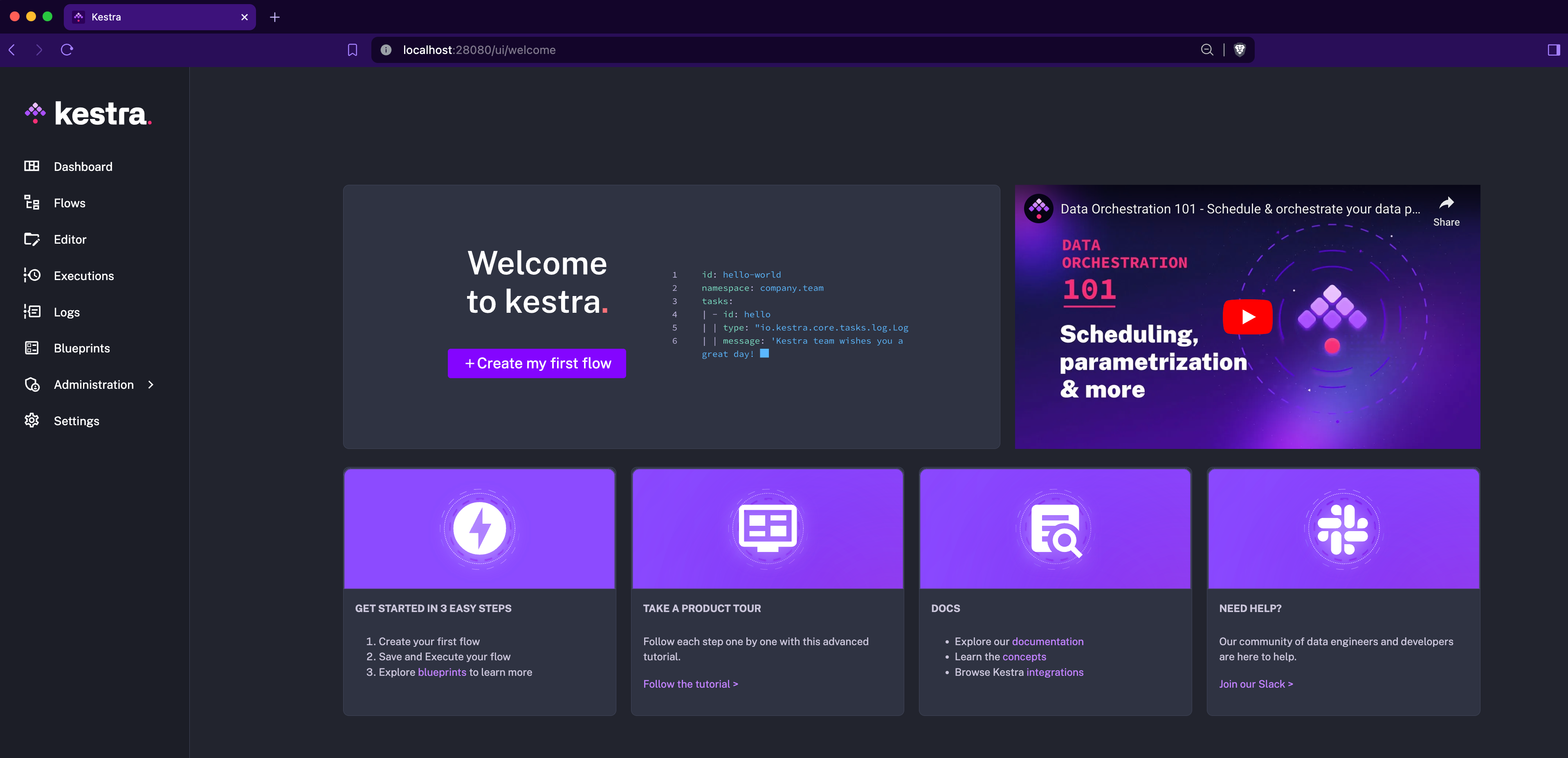 welcome page